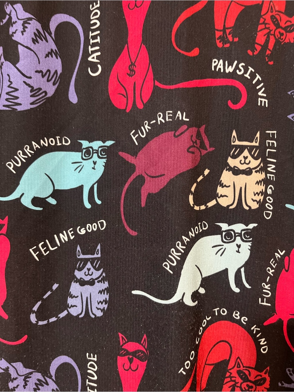 Skechers by Barco Women's L Cat Print V-Neck Scrub Top - Picture 3 of 4